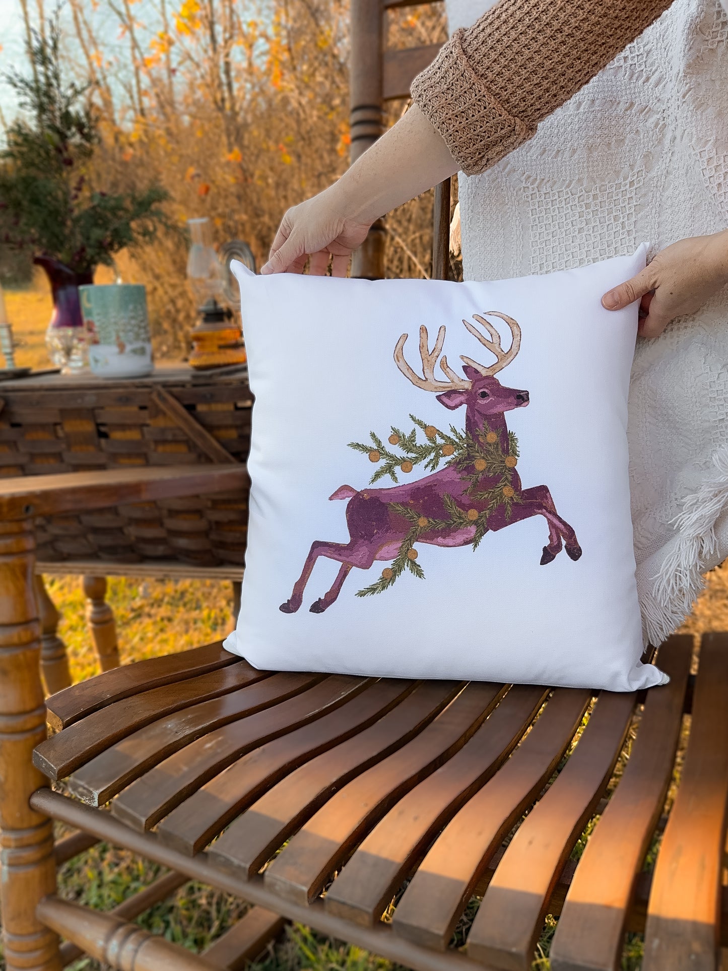 Woodland Reindeer Holiday Pillow Case