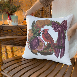 Woodland Cardinal & Wreath Holiday Pillow Case
