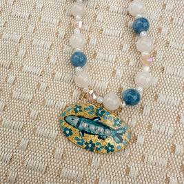 Hand-painted Fish Beaded Necklace