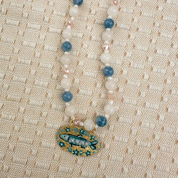 Hand-painted Fish Beaded Necklace