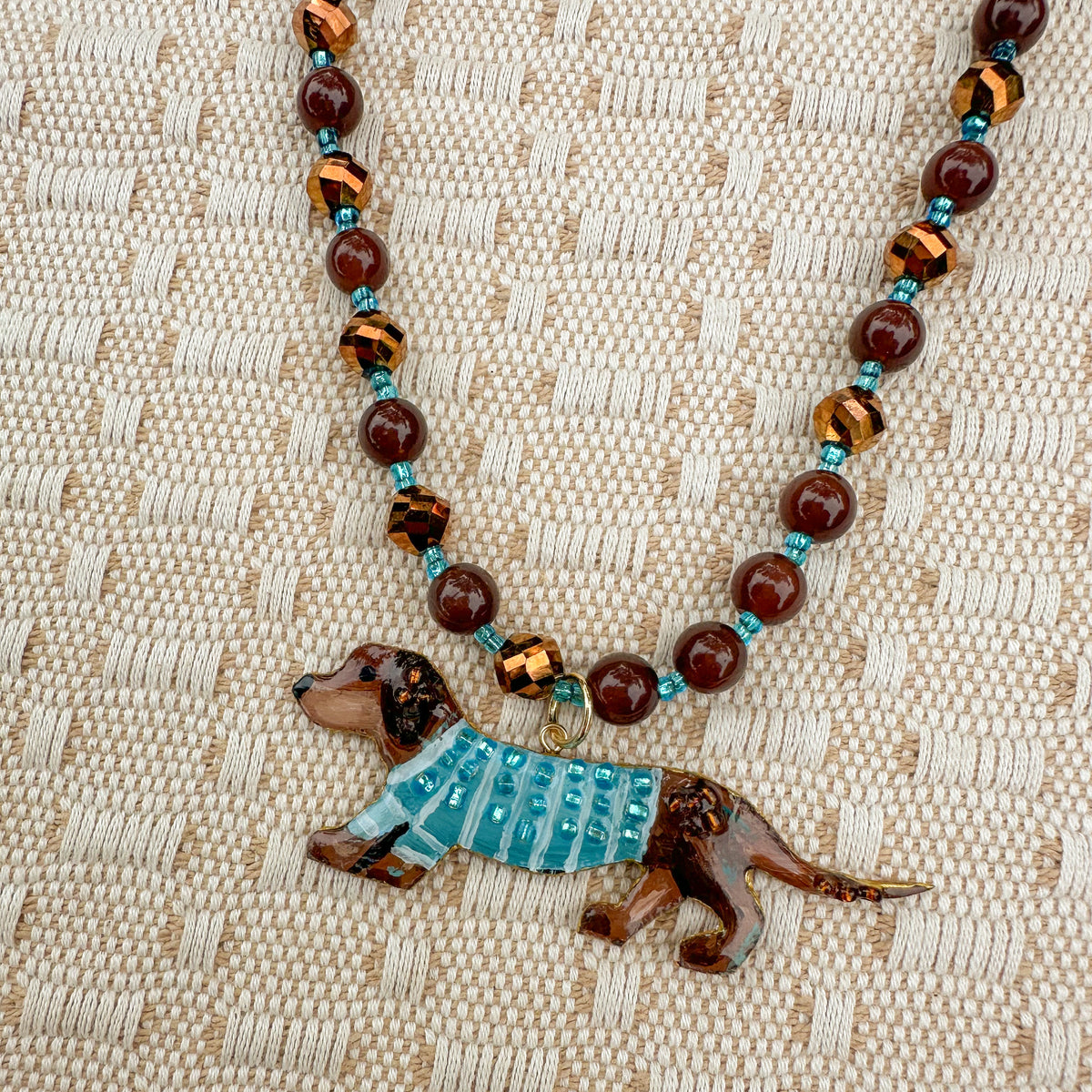Hand-painted Winer Dog Statement Necklace