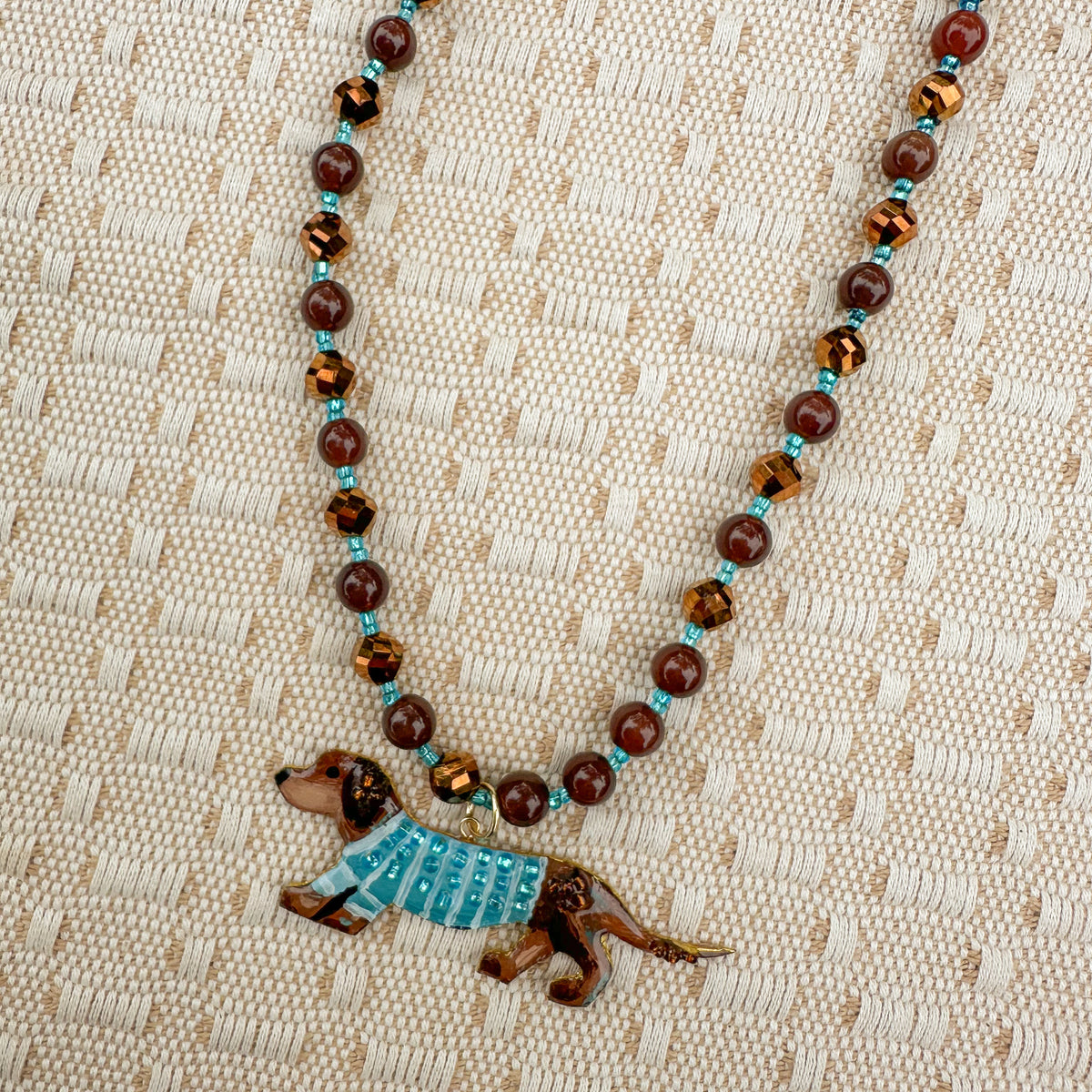 Hand-painted Winer Dog Statement Necklace