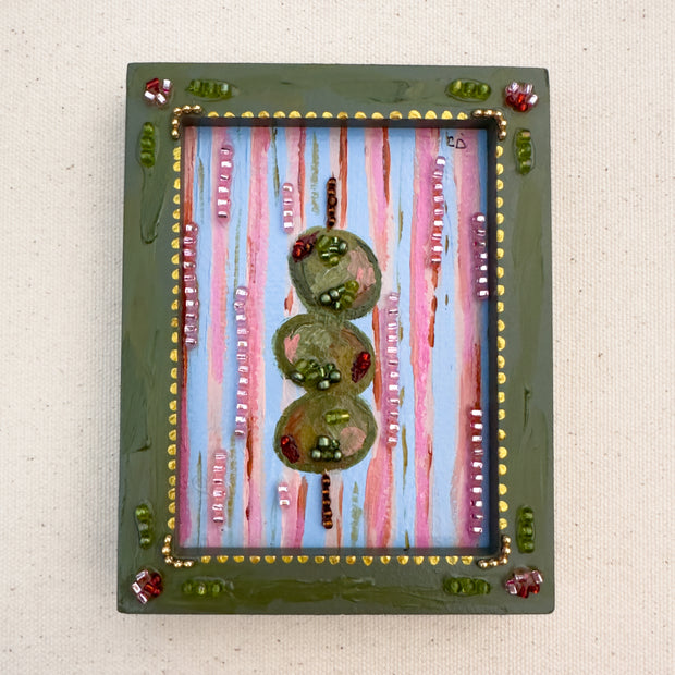 Olive Original Mini Painting - Framed - "Stacked"