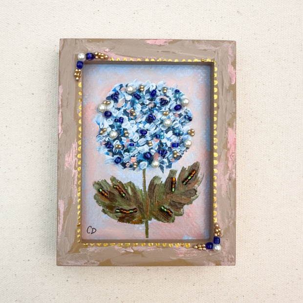 Hydrangea  Mini Painting - Framed - "Lady Blue"
