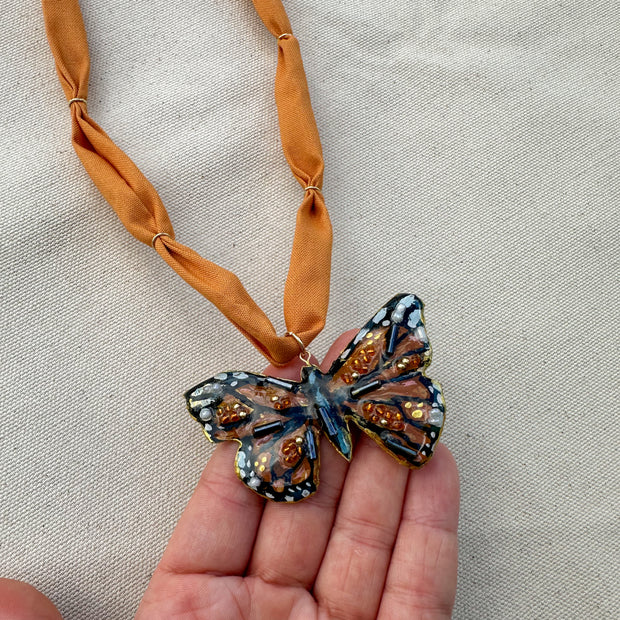 Monarch Butterfly Statement Necklace