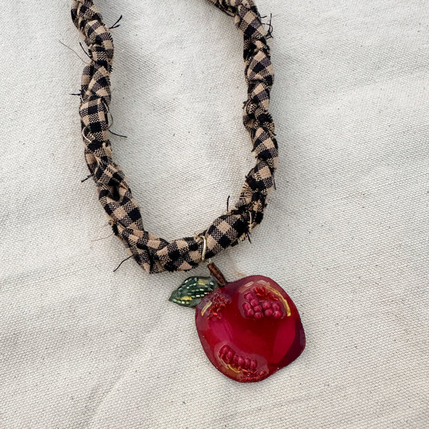 Apple Charm Statement Necklace |  Hand-painted Wearable Art