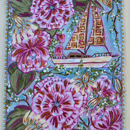 Sailboat Original Painting - Blooms & Sails