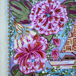 Sailboat Original Painting - Blooms & Sails