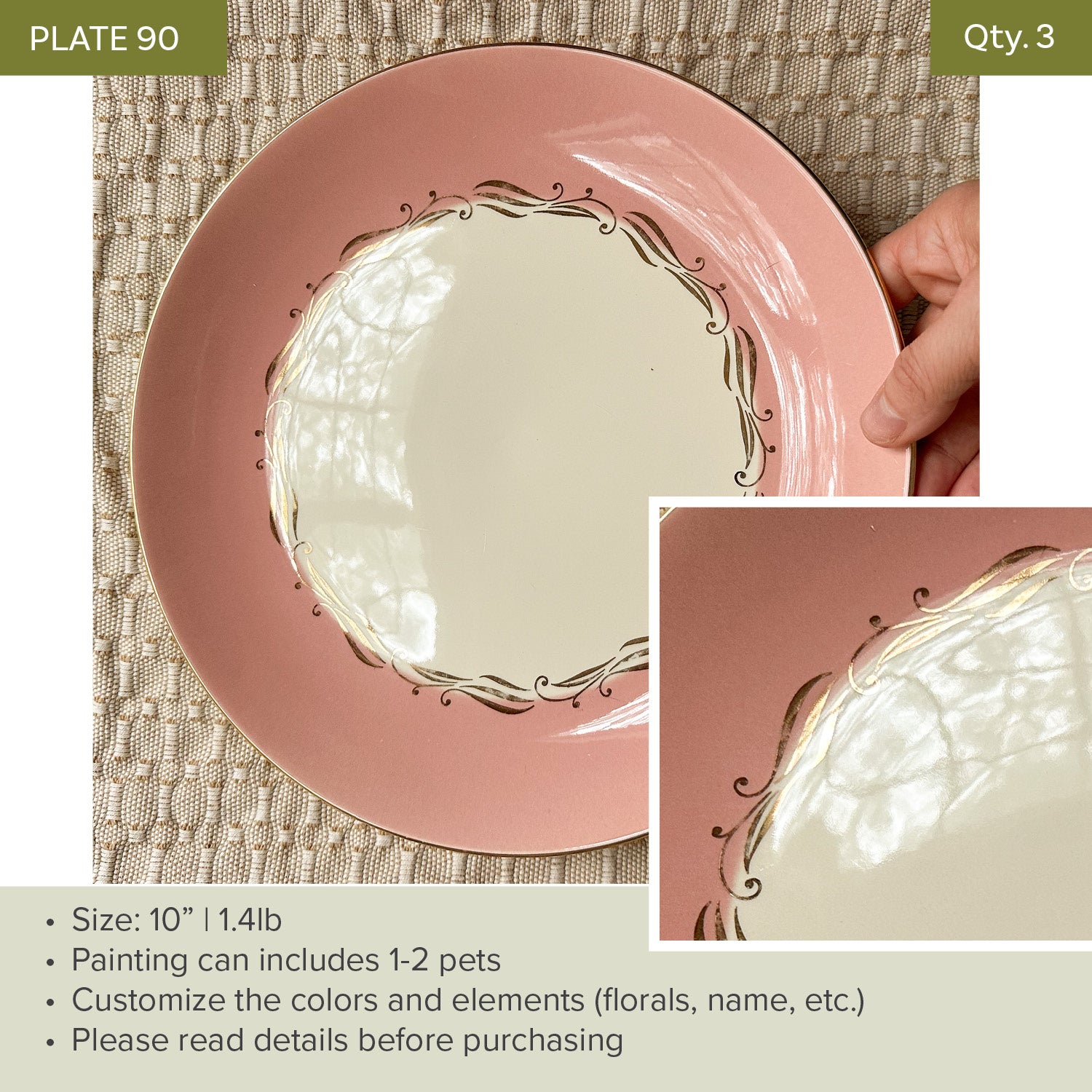 plate 90 | Gold Embellished Pink | 10
