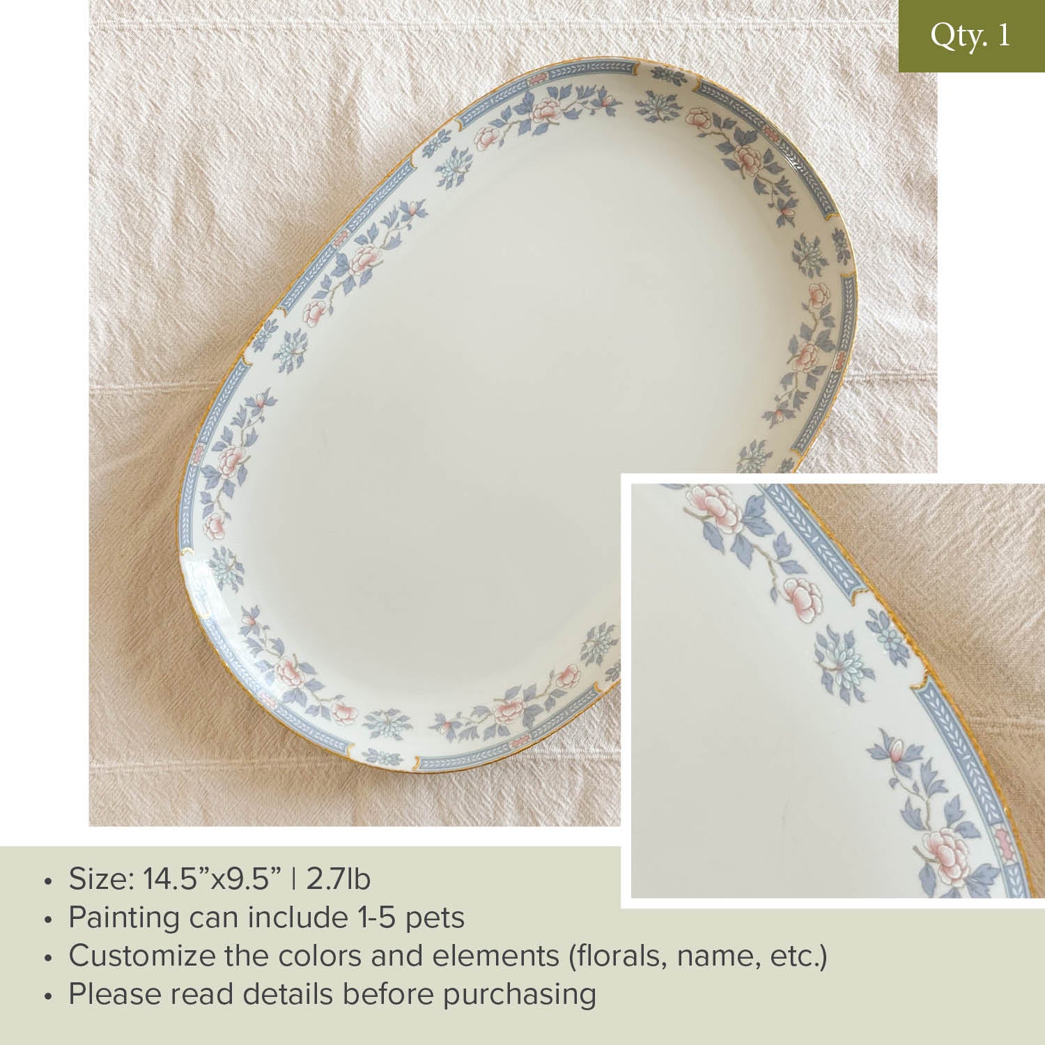 Plate 32 | Light blue | Floral | 14.5