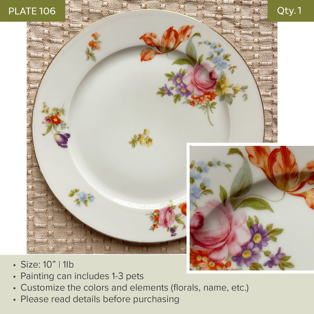 Plate 106 | Floral | 10" | Fits 1-3 Pets