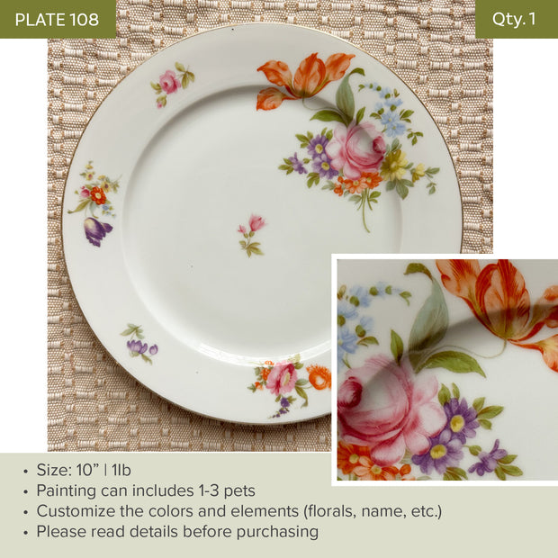 Plate 108 | Floral | 10" | Fits 1-3 Pets