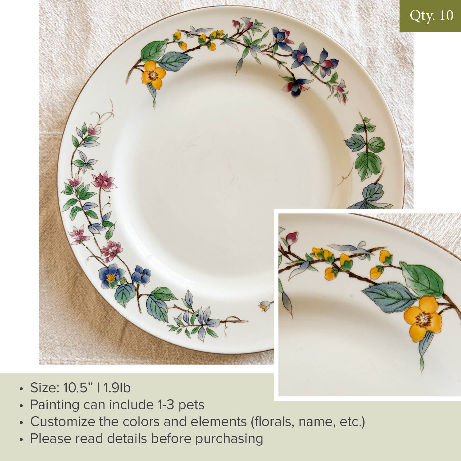 Plate 49 | Multi-color | Florals | 10.5