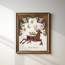Whimsical Woodland Deer with Winter Foliage 