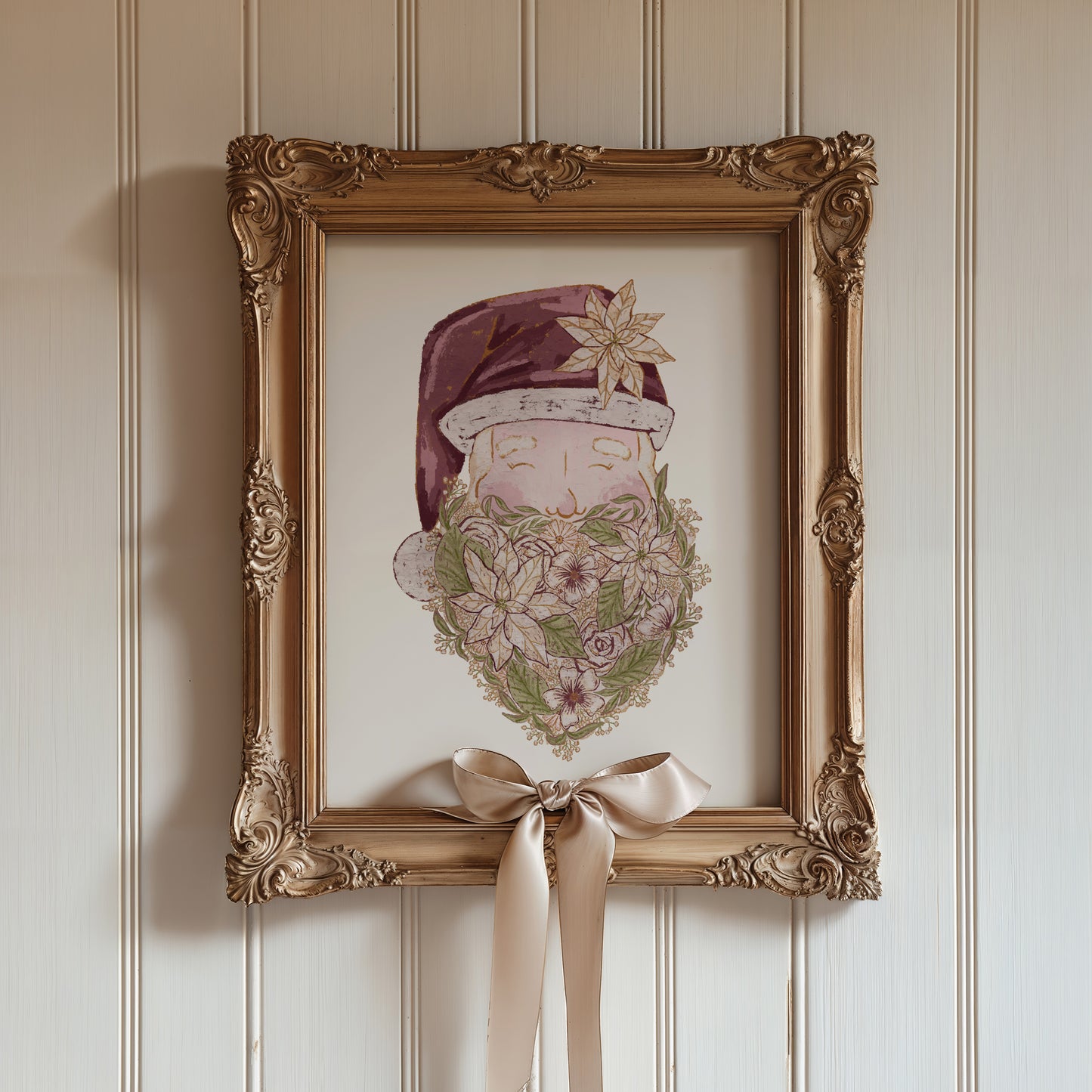 Woodland Santa Holiday Art Print