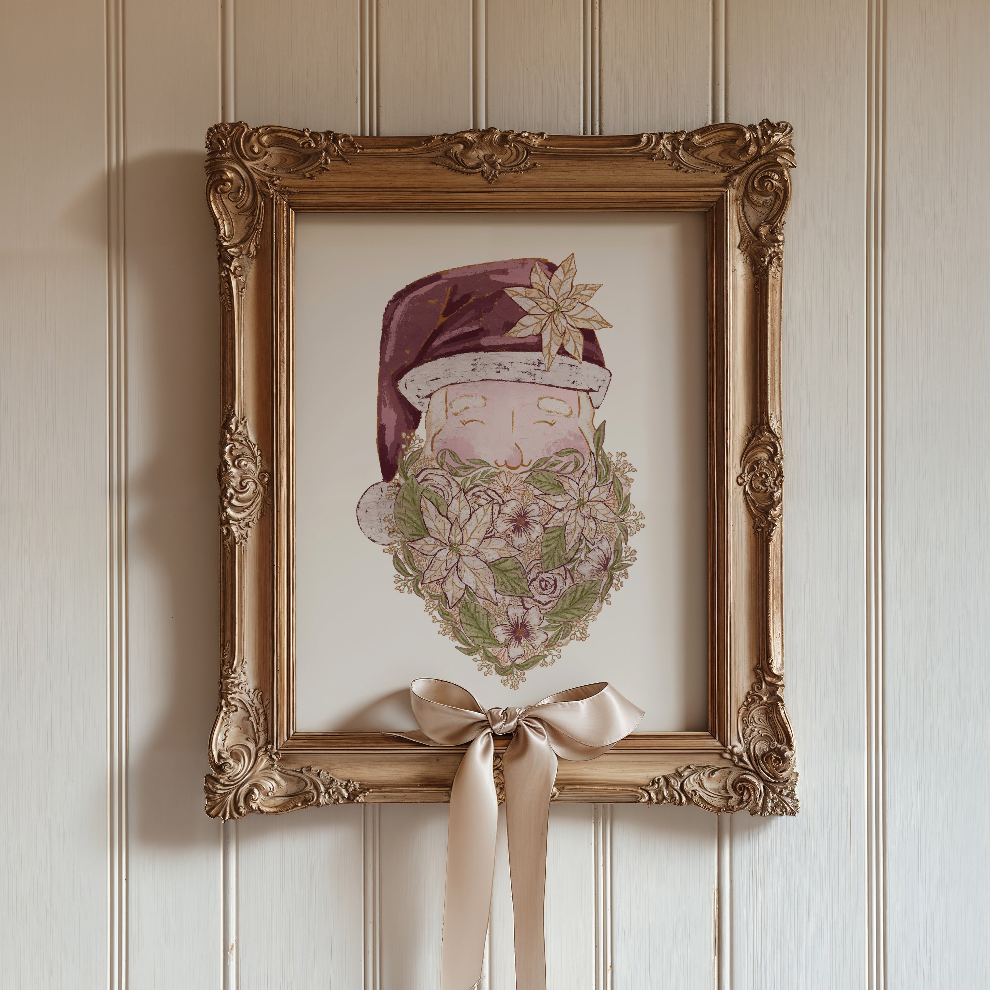 Woodland Santa Holiday Art Print
