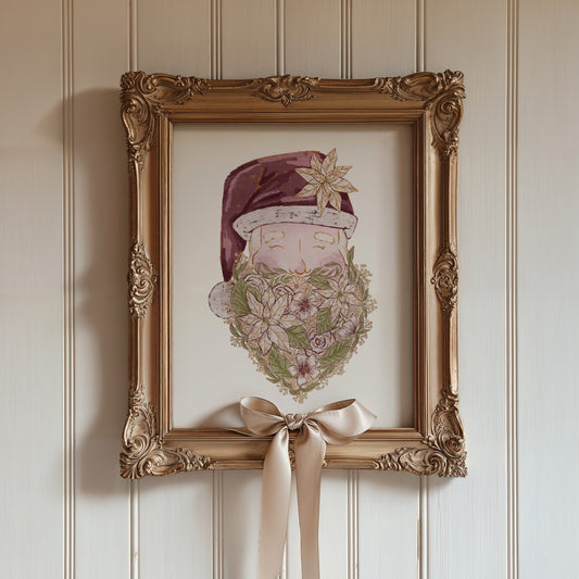 Woodland Santa Holiday Art Print