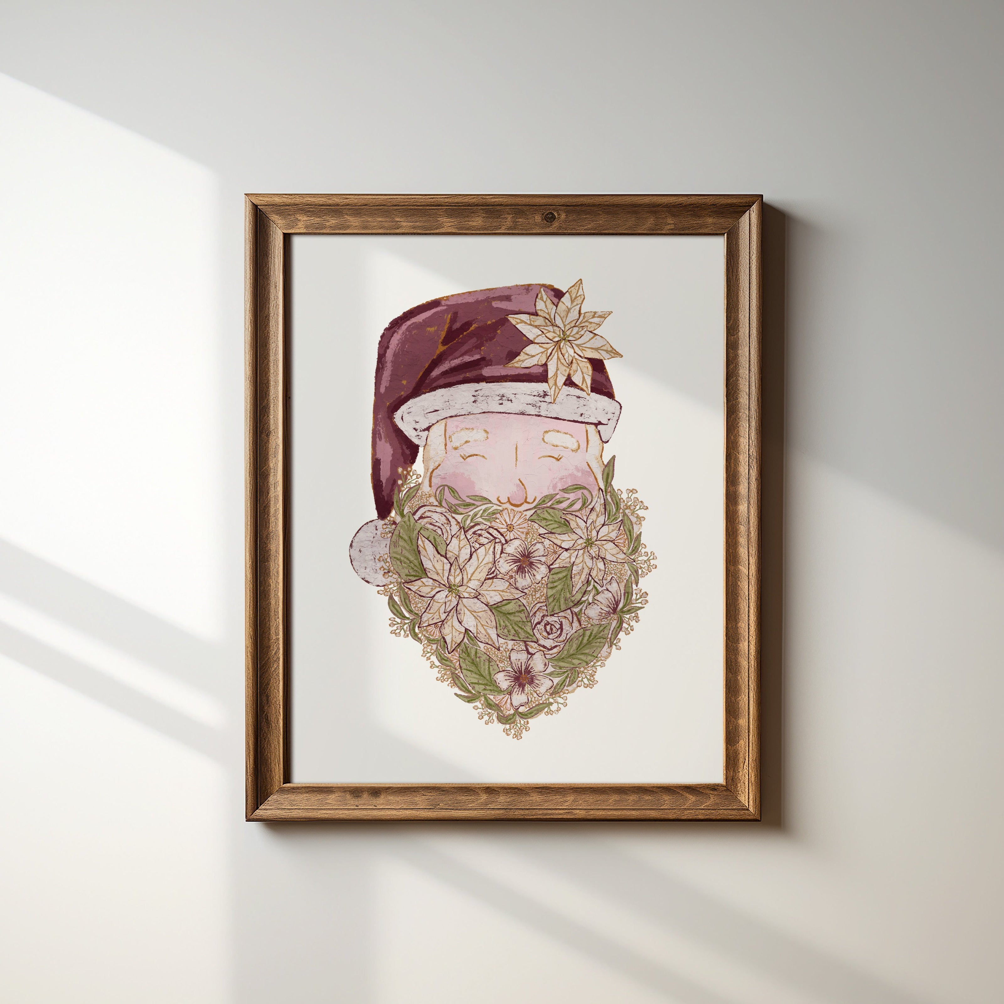Woodland Santa Holiday Art Print
