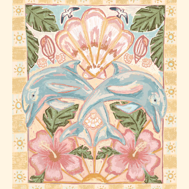 Dolphins and Florals | 8x10 Print