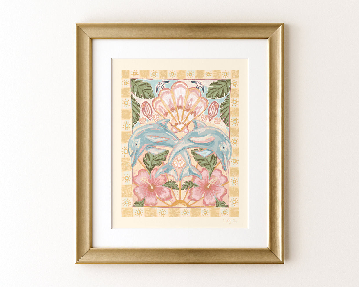 Dolphins and Florals | 8x10 Print