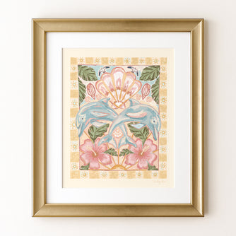 Dolphins and Florals | 8x10 Print