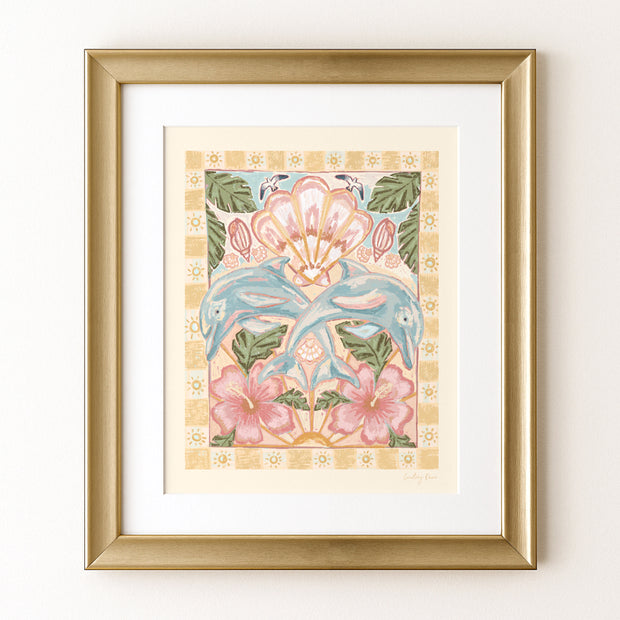 Dolphins and Florals | 8x10 Print