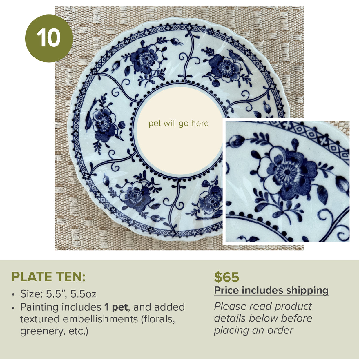 Custom Painted Pet Portrait Plates