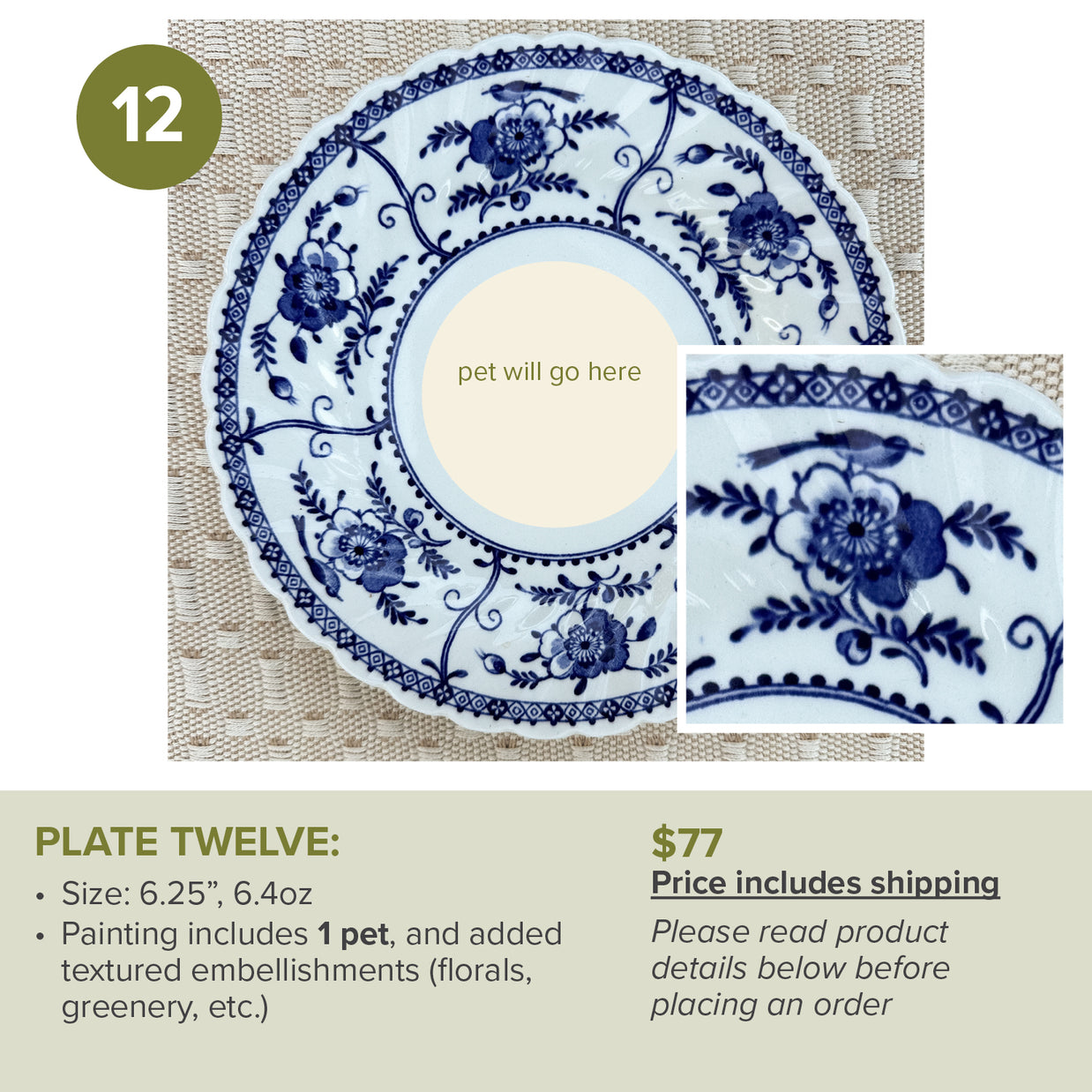 Custom Painted Pet Portrait Plates