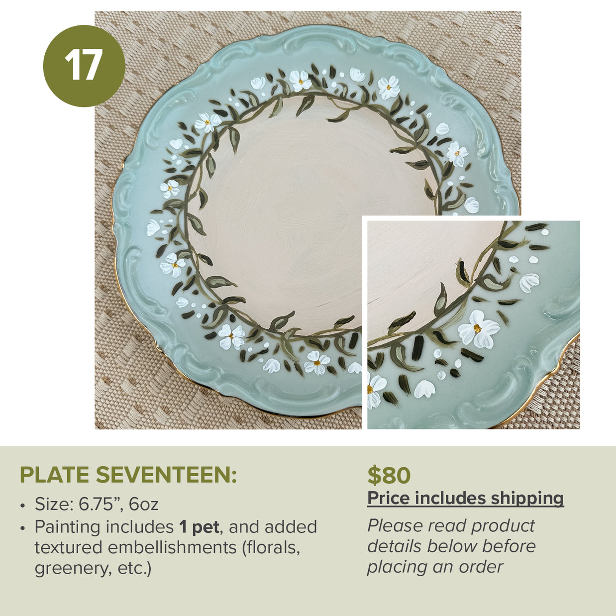 Custom Painted Pet Portrait Plates