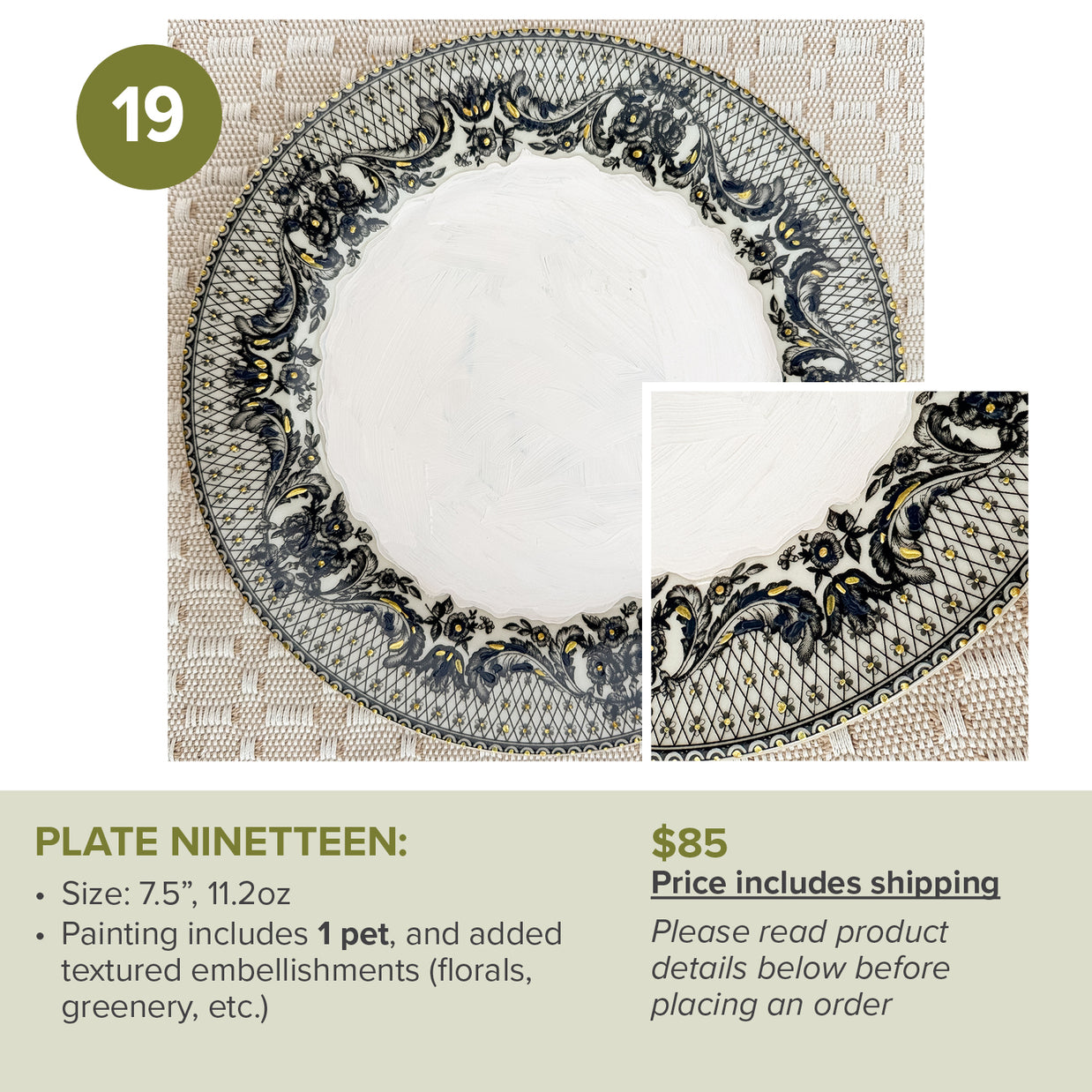 Custom Painted Pet Portrait Plates