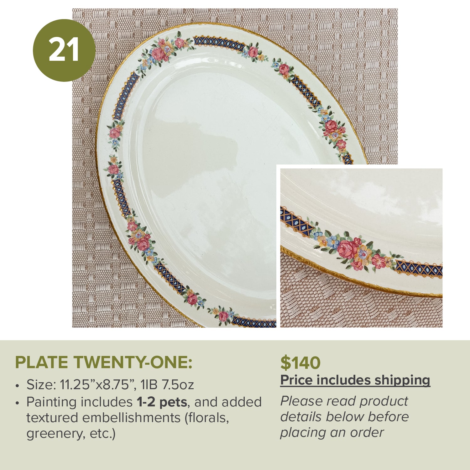 Custom Painted Pet Portrait Plates