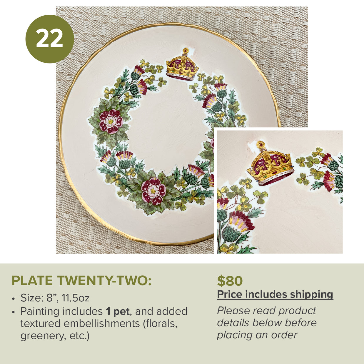 Custom Painted Pet Portrait Plates