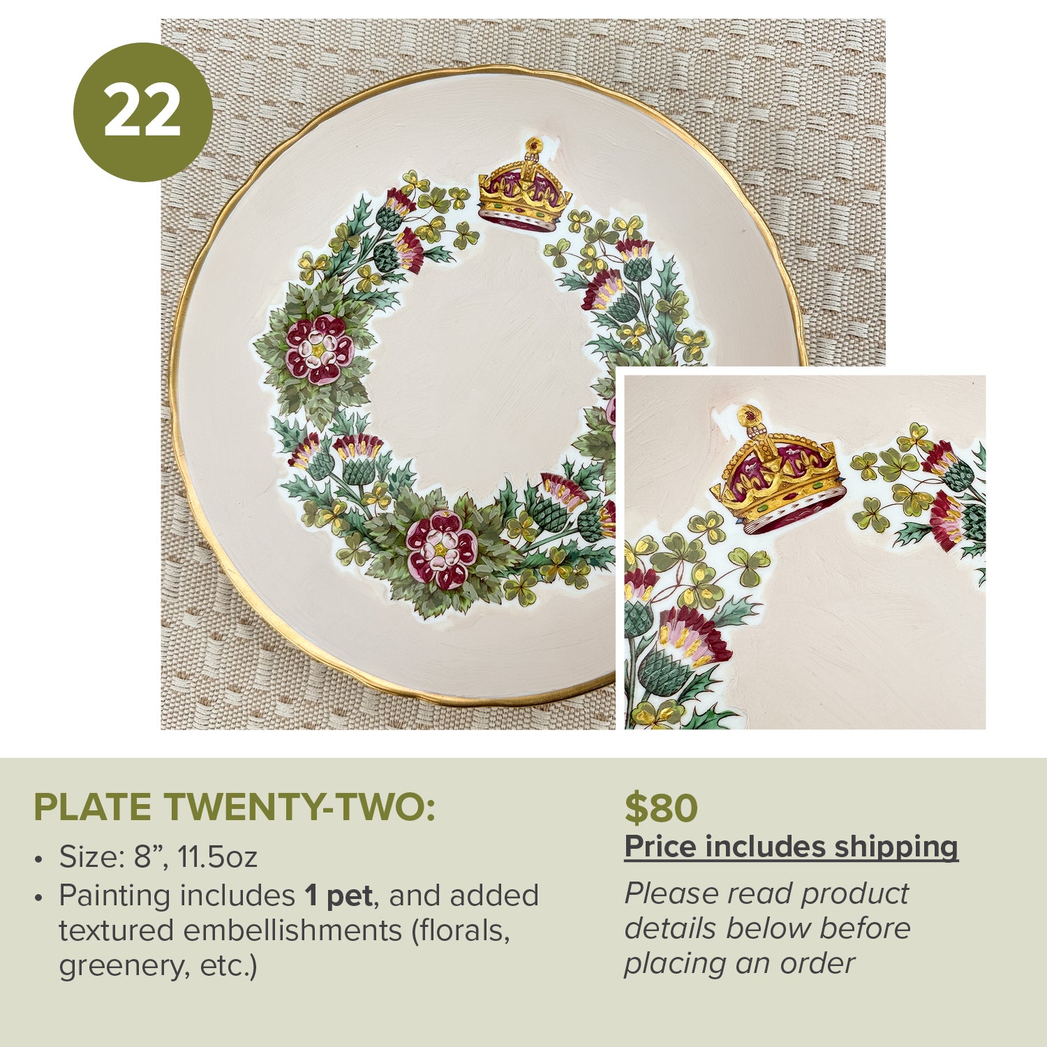 Custom Painted Pet Portrait Plates