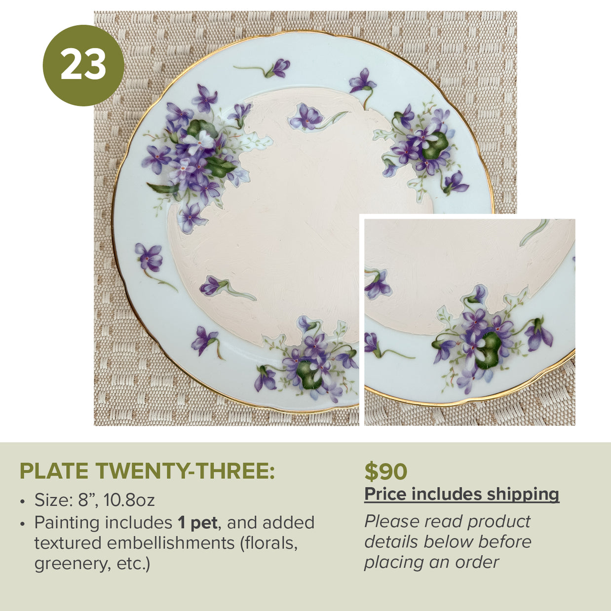 Custom Painted Pet Portrait Plates