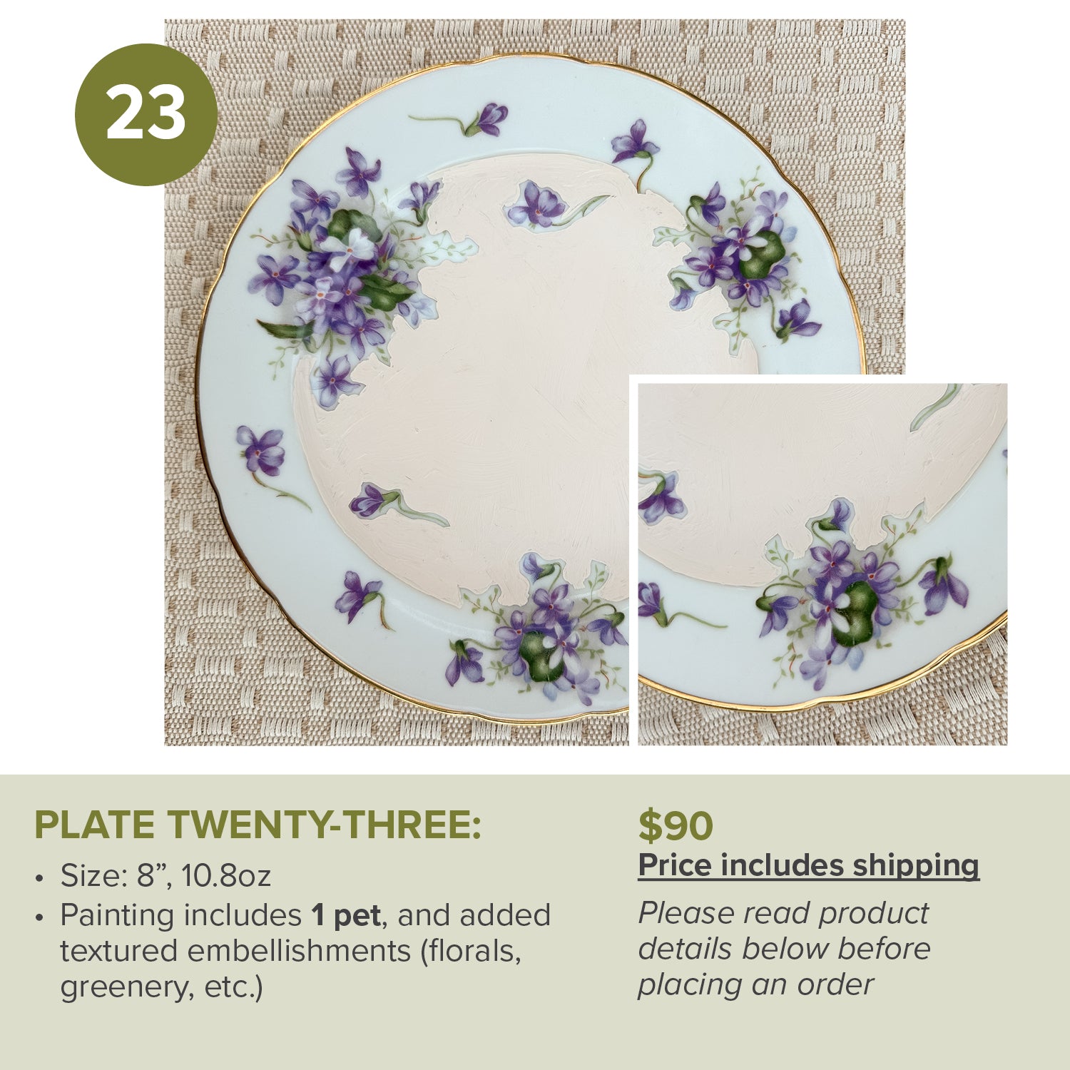 Custom Painted Pet Portrait Plates