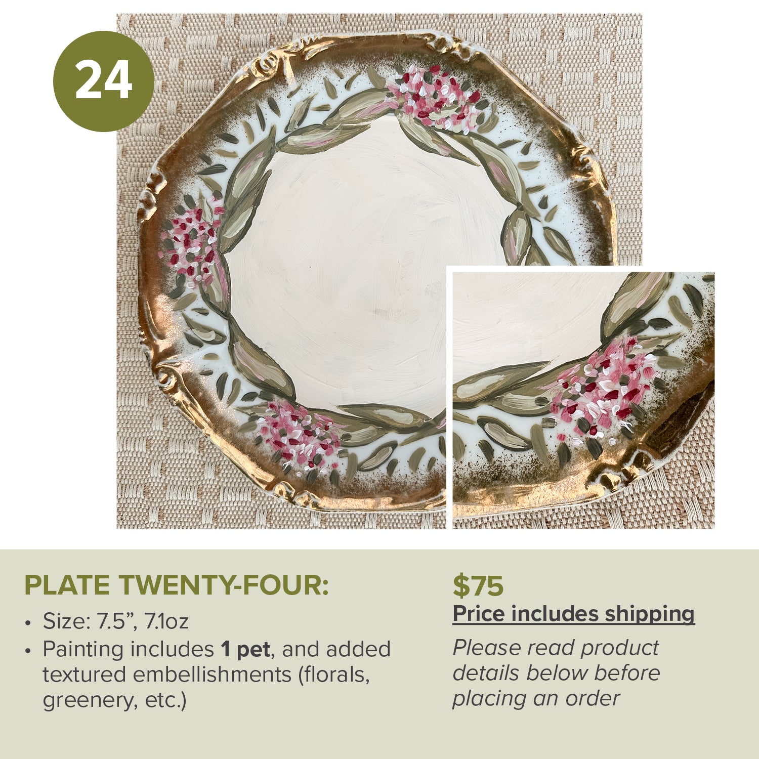 Custom Painted Pet Portrait Plates