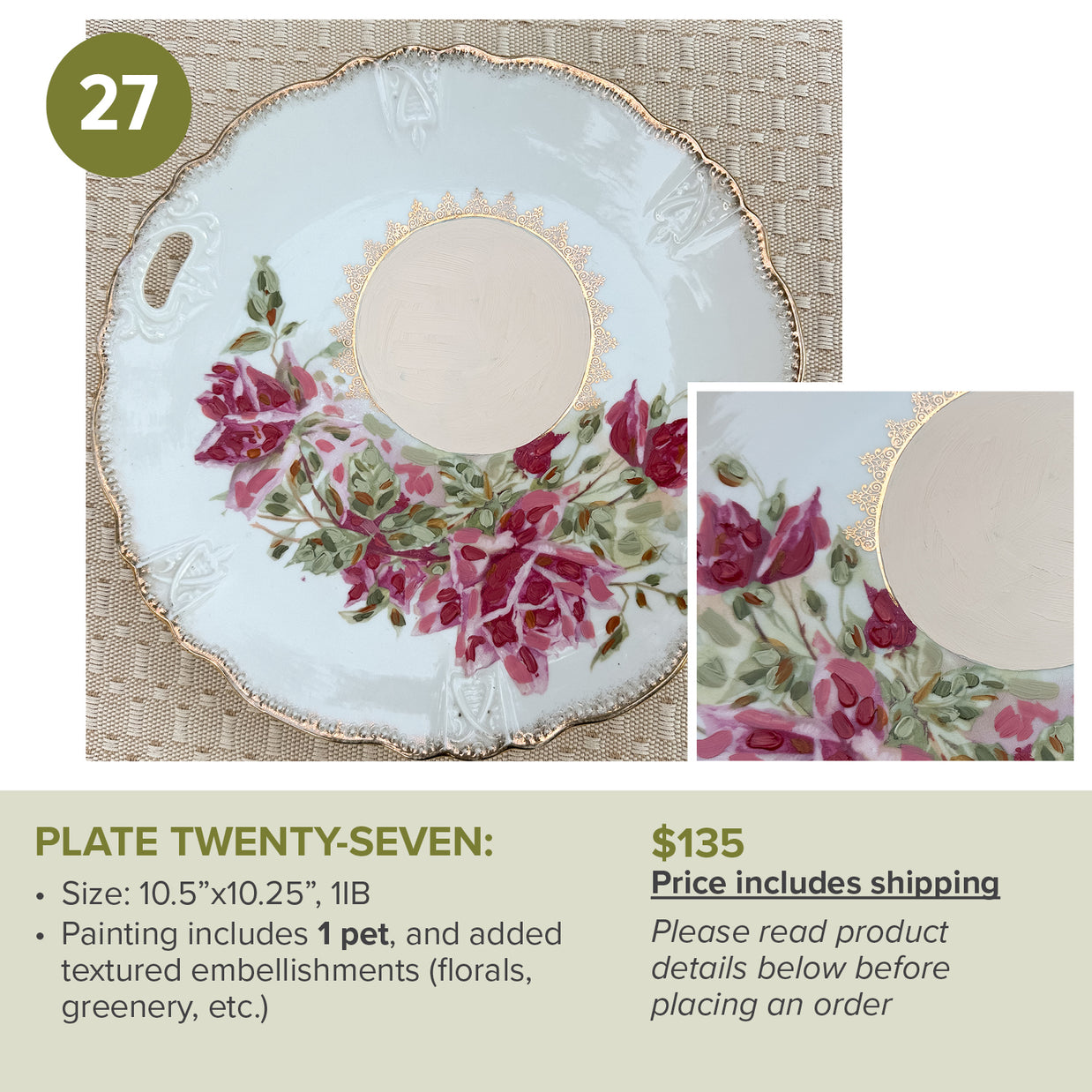 Custom Painted Pet Portrait Plates