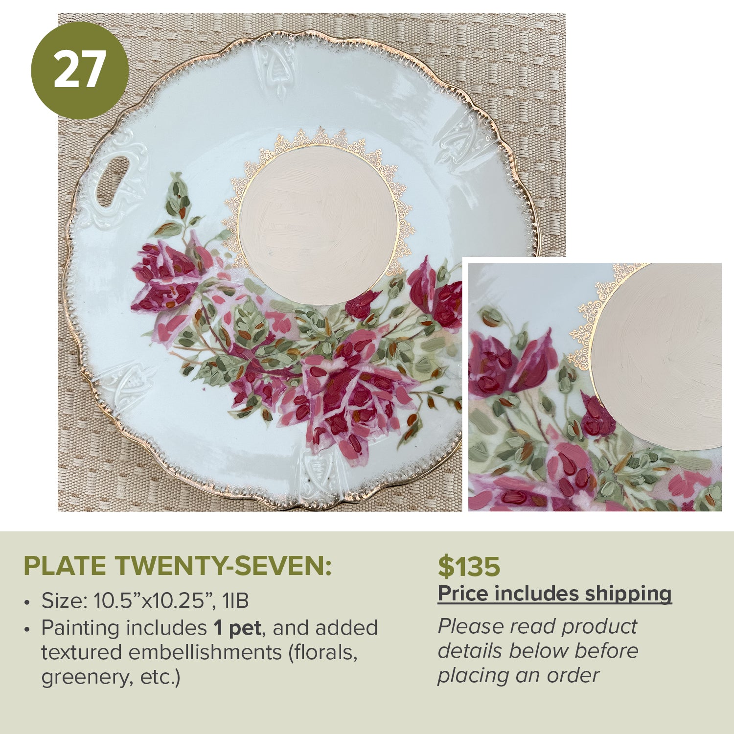 Custom Painted Pet Portrait Plates