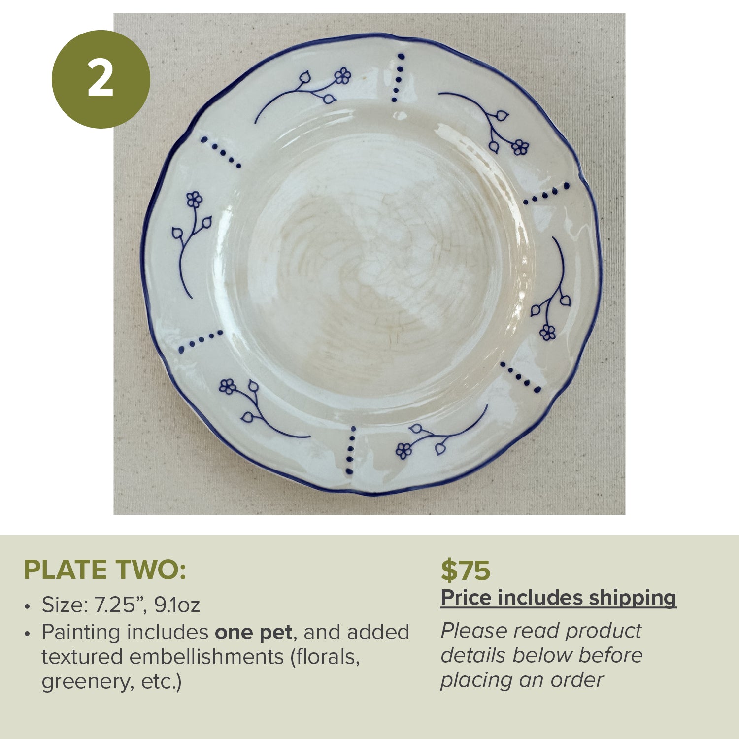 Custom Painted Pet Portrait Plates