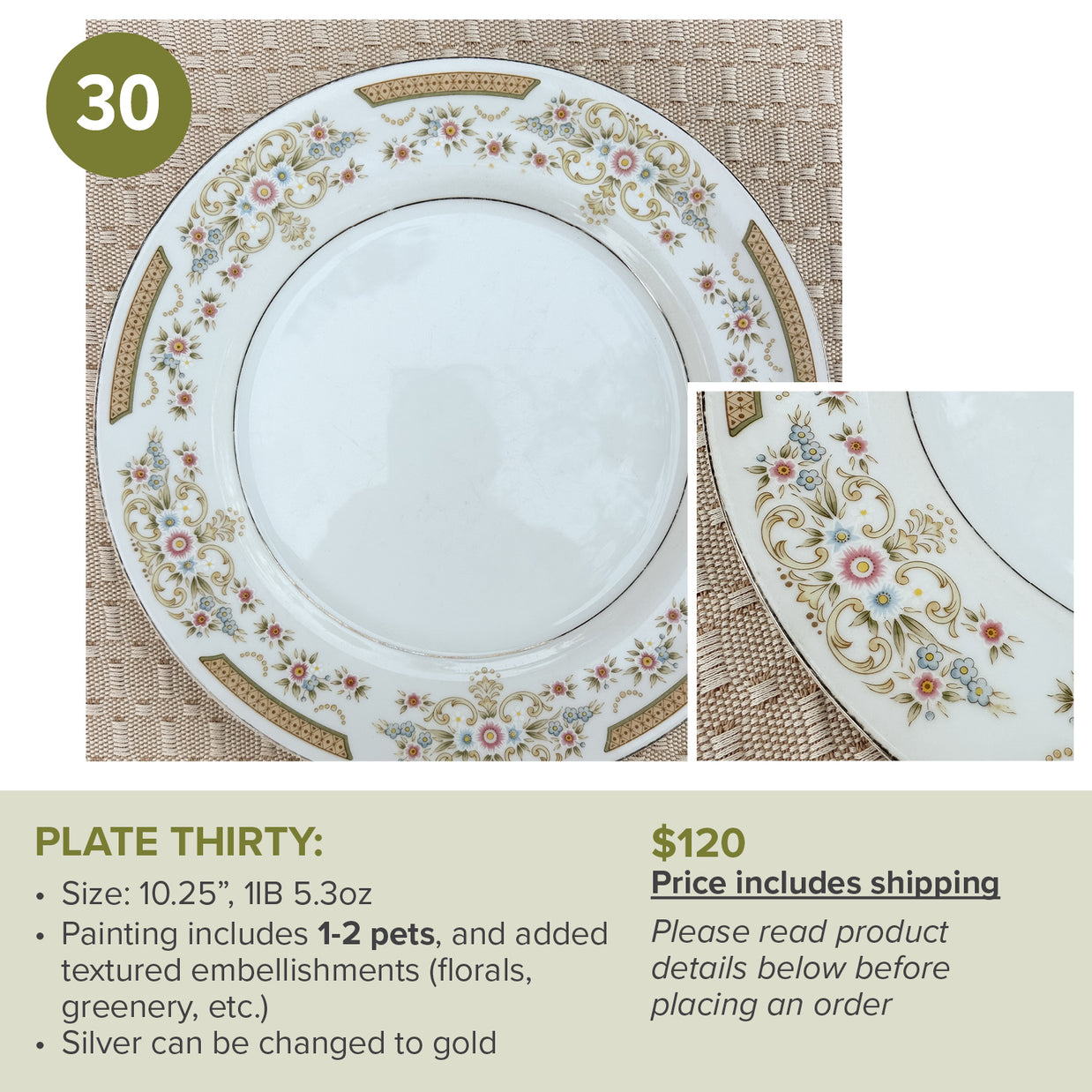 Custom Painted Pet Portrait Plates