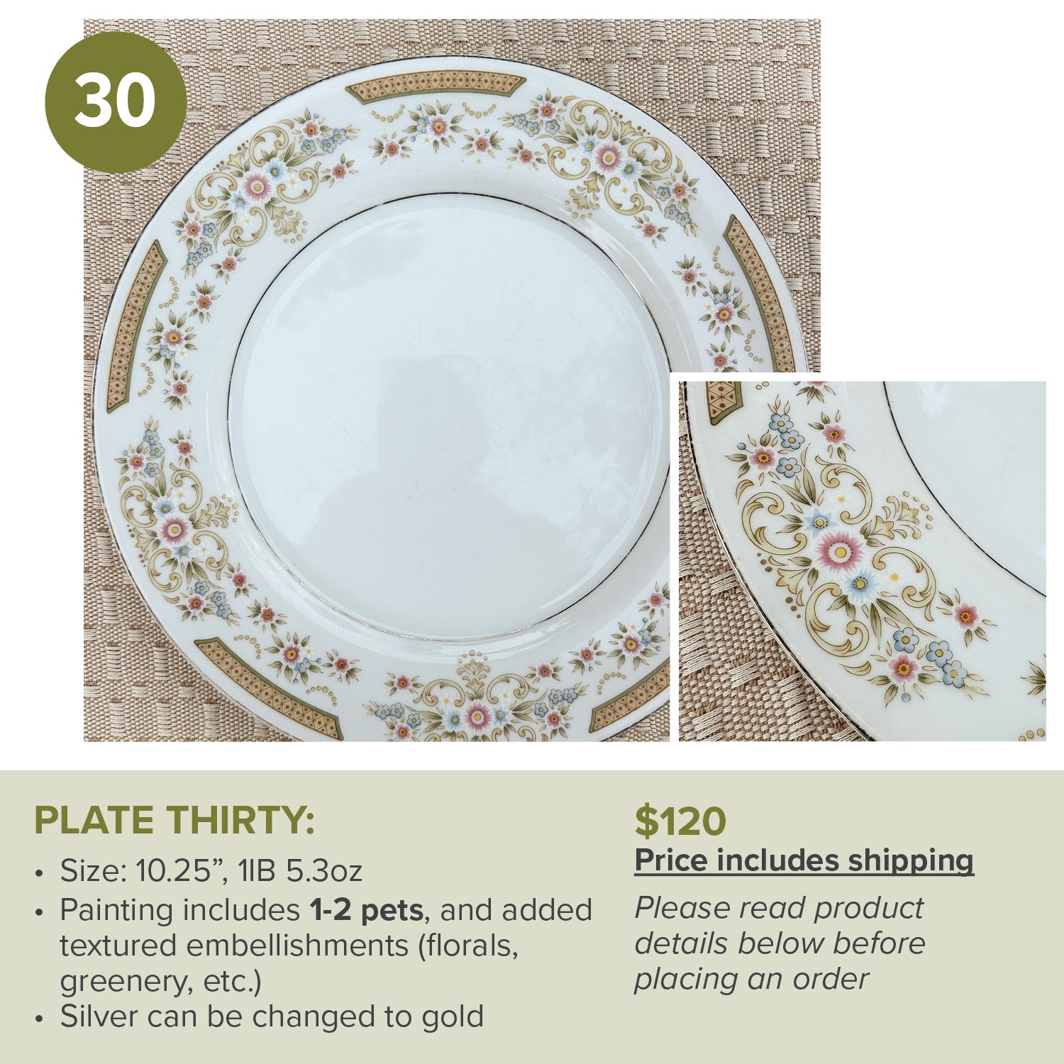 Custom Painted Pet Portrait Plates