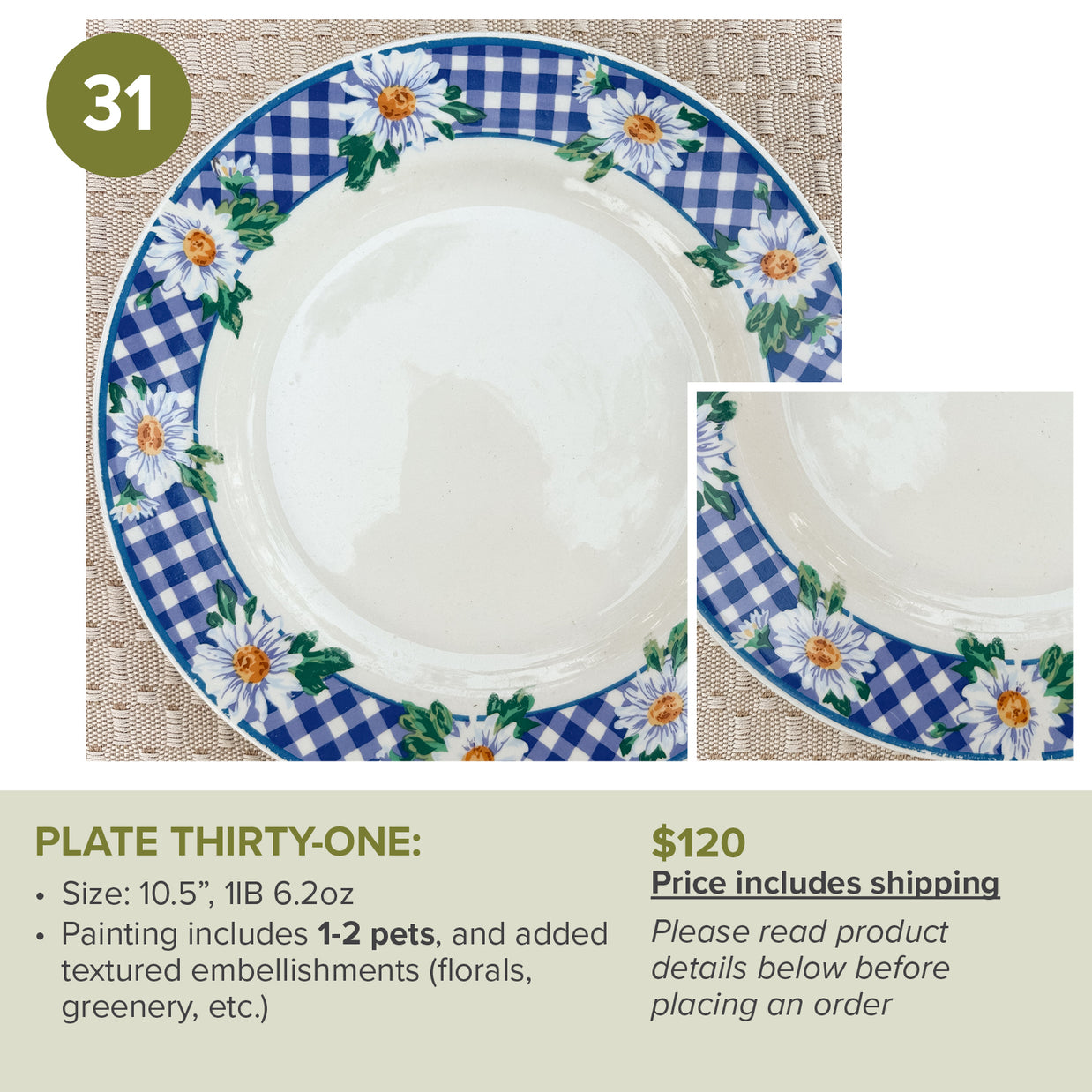 Custom Painted Pet Portrait Plates