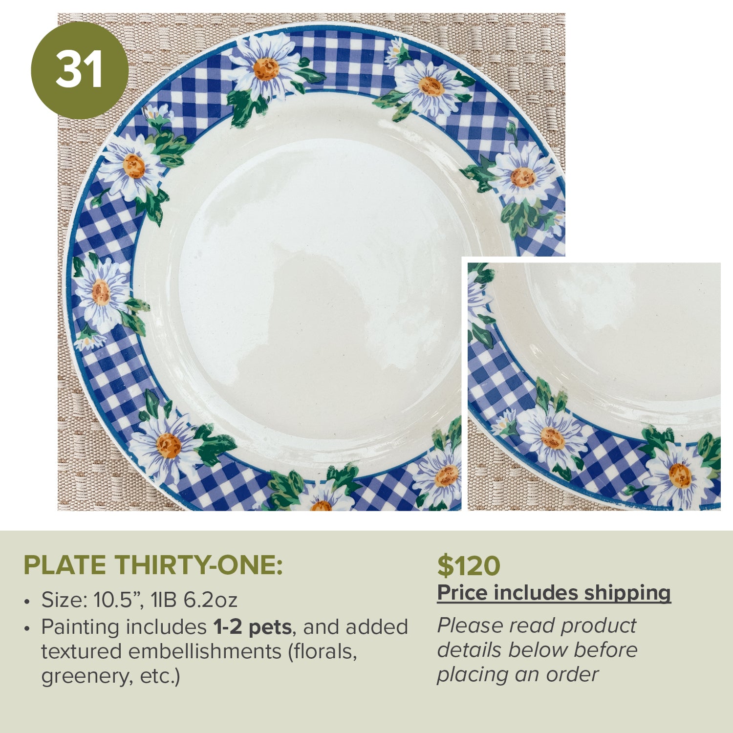 Custom Painted Pet Portrait Plates