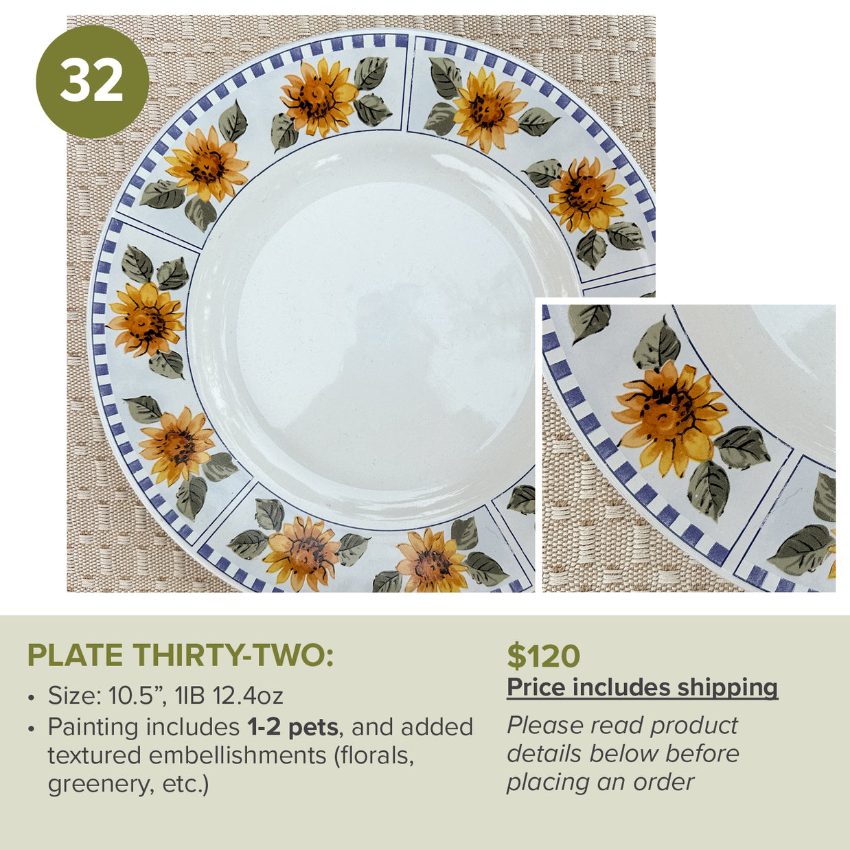 Custom Painted Pet Portrait Plates