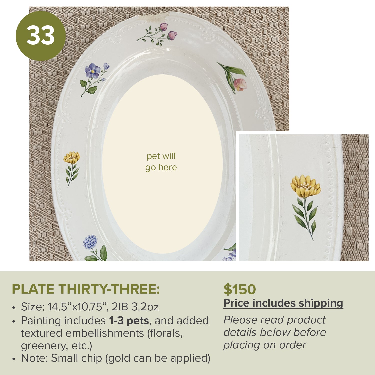 Custom Painted Pet Portrait Plates