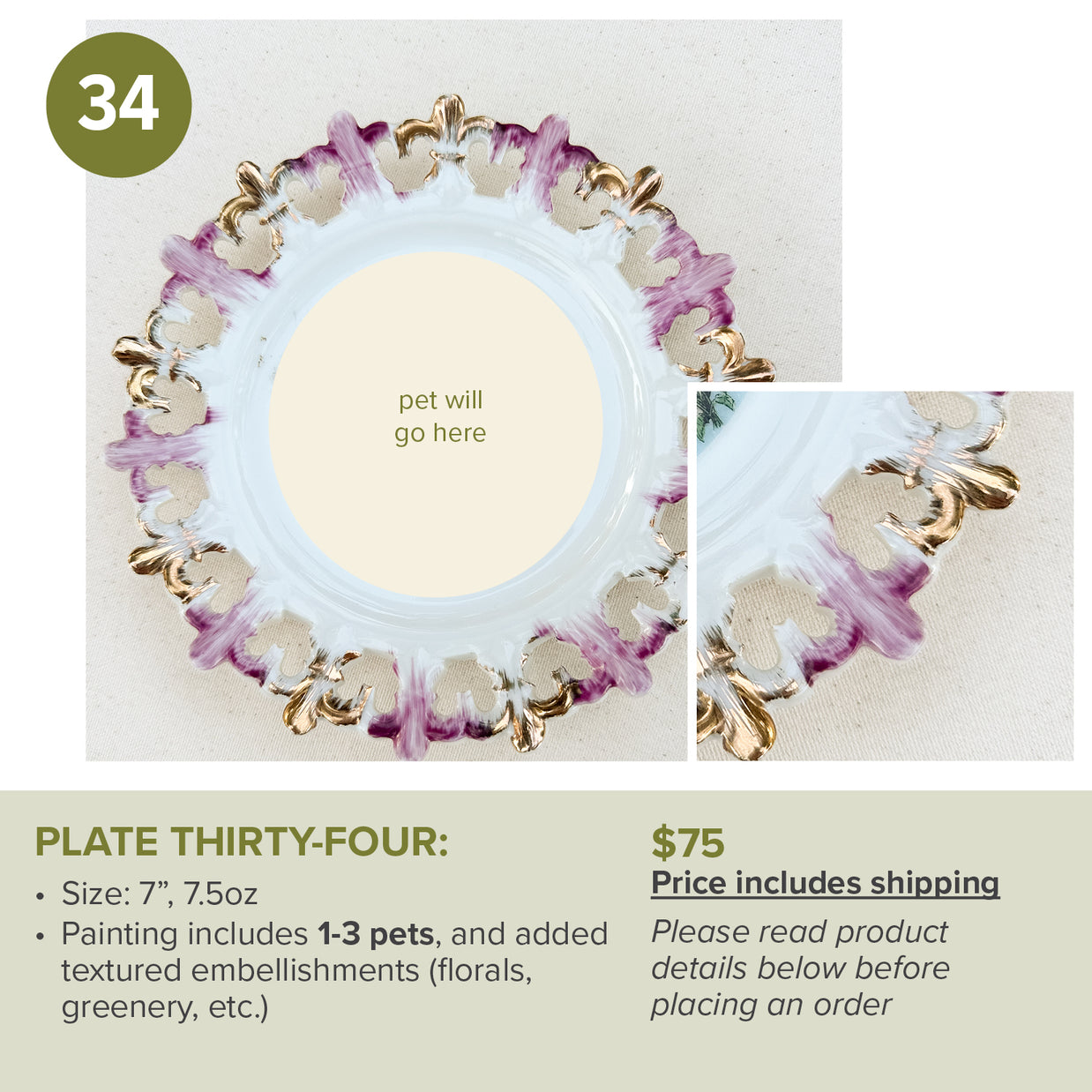 Custom Painted Pet Portrait Plates