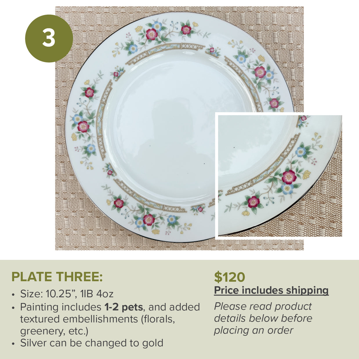 Custom Painted Pet Portrait Plates