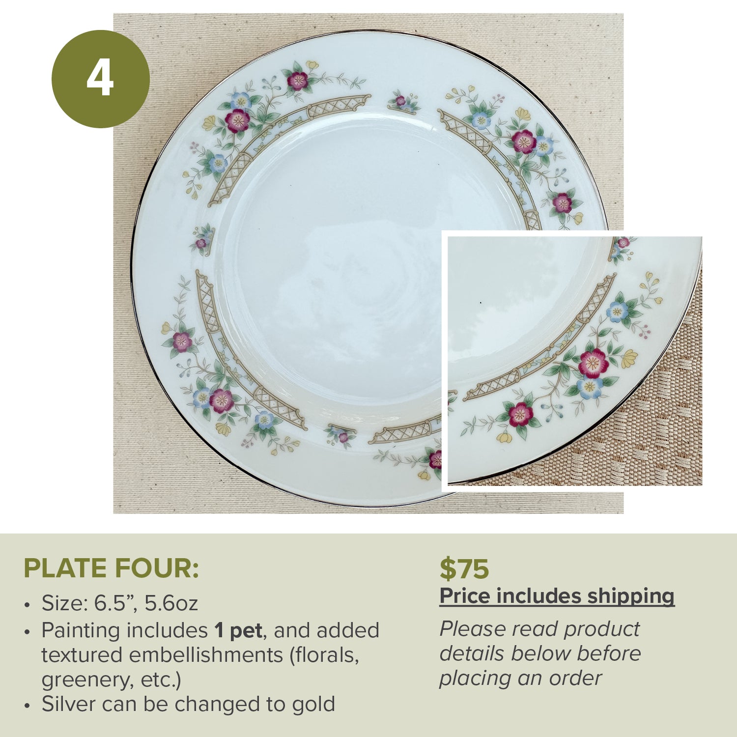 Custom Painted Pet Portrait Plates