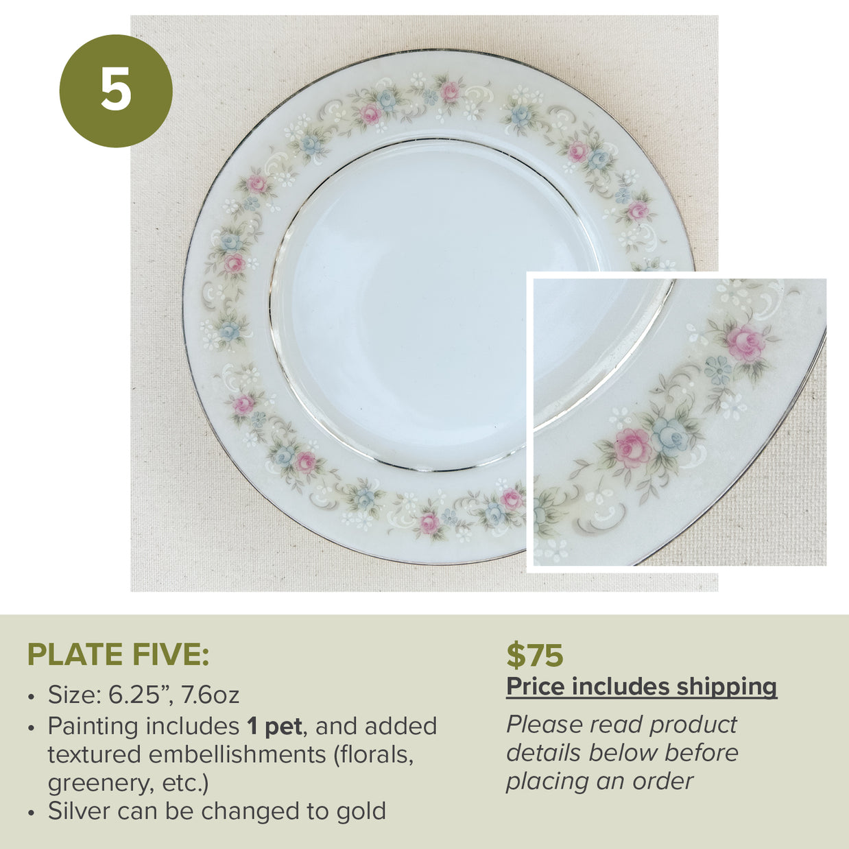 Custom Painted Pet Portrait Plates