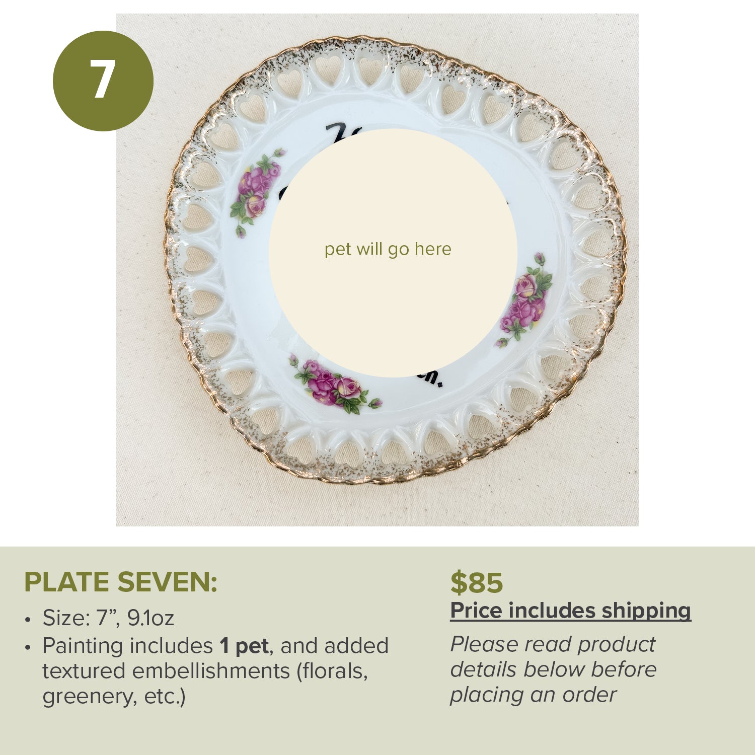 Custom Painted Pet Portrait Plates